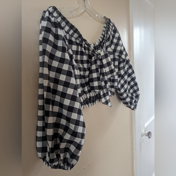 NWT! Anthropologie Maeve Black/White Gingham Crop Top, Top of 2 Piece Set, SMALL - Picture 12 of 15